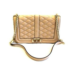 Tan Rebecca Minkoff Love Quilted Crossbody Bag